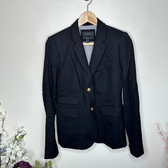 J. CREW Classic Schoolboy Blazer Wool Black Sz 4 Tall {BB12} - Picture 3 of 7